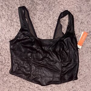 Colsie Black Faux Leather Crop Top